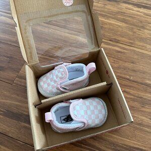 Vans Infant Slip-On V Crib Pink Checkerboard Shoes Size 1 New In Box